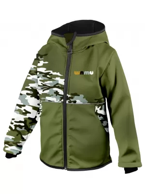 Dětská softshellová bunda zateplená WAMU MASKÁČ KHAKI