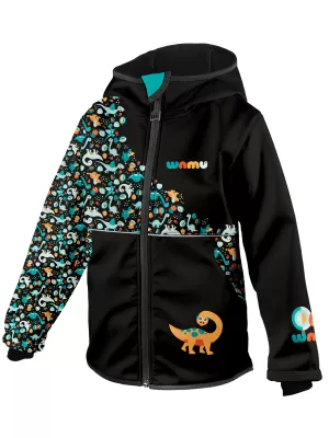 Dětská softshellová bunda WAMU DINOSAUŘI ČERNÁ