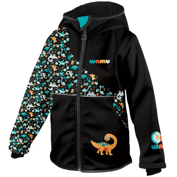  Dětská softshellová bunda WAMU DINOSAUŘI ČERNÁ 