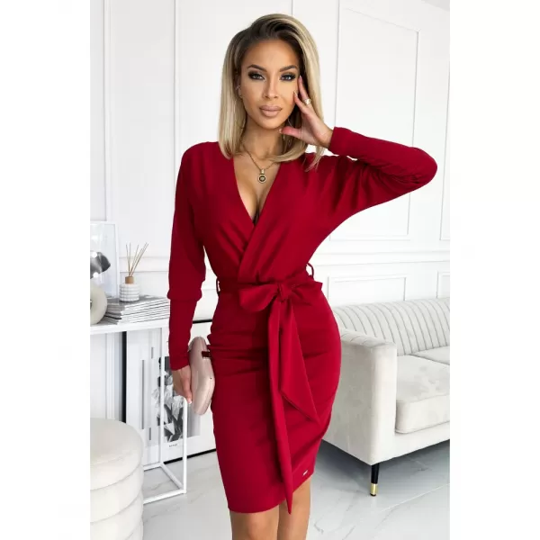  Dámské  šaty  NUMOCO A401-1 BURGUNDY 