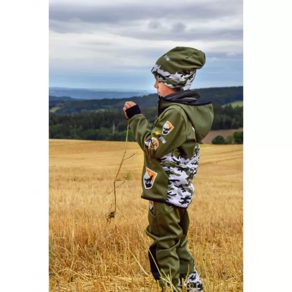  Dětské softshellové kalhoty WAMU MASKÁČ KHAKI 