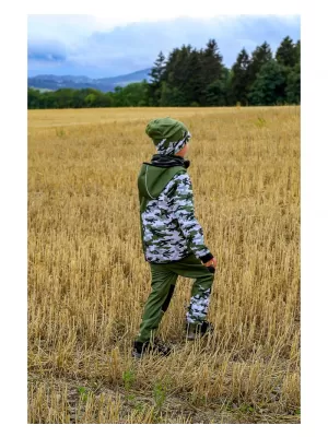 Dětská softshellová bunda zateplená WAMU MASKÁČ KHAKI