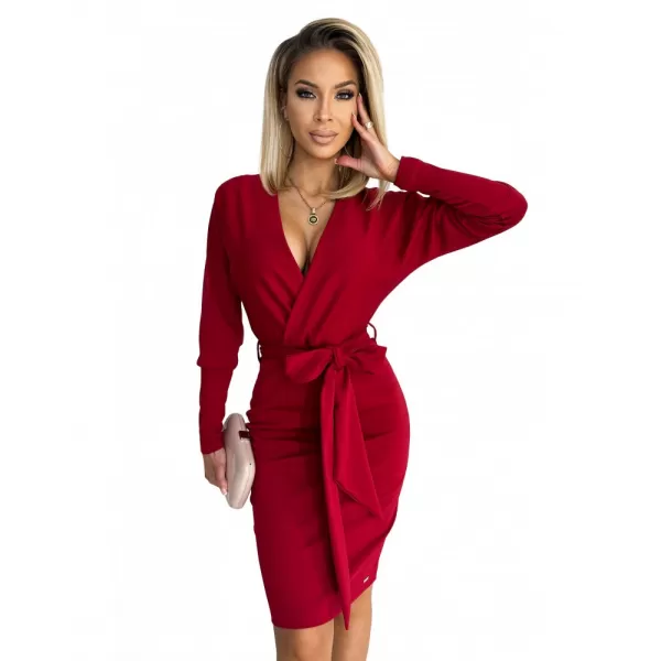  Dámské  šaty  NUMOCO A401-1 BURGUNDY 