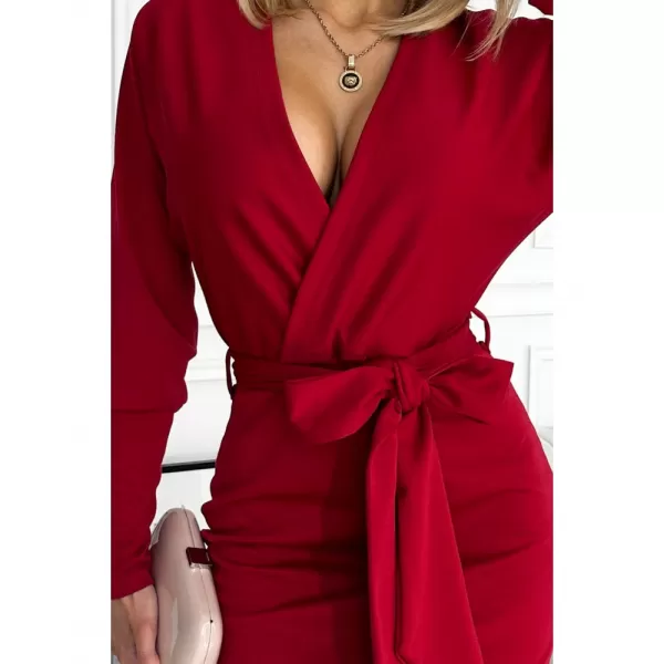  Dámské  šaty  NUMOCO A401-1 BURGUNDY 