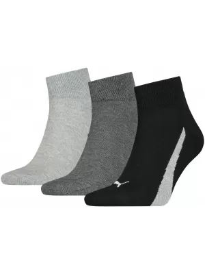 Ponožky PUMA UNISEX LIFESTYLE QUARTER 3P 90795201 BLACK/WHITE