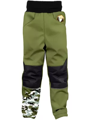 Dětské softshellové kalhoty zateplené WAMU MASKÁČ KHAKI