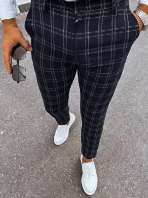 Pánské kostkované chino kalhoty DSTREET ČERNÁ
