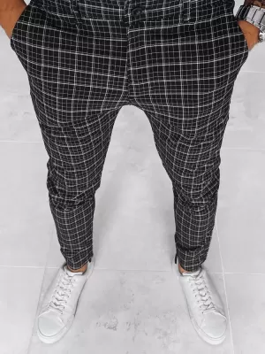 Pánské kostkované chino kalhoty DSTREET ČERNÁ