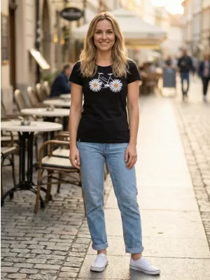 Dámské triko s krátkým rukávem ALW184/PUSTA ČERNÁ