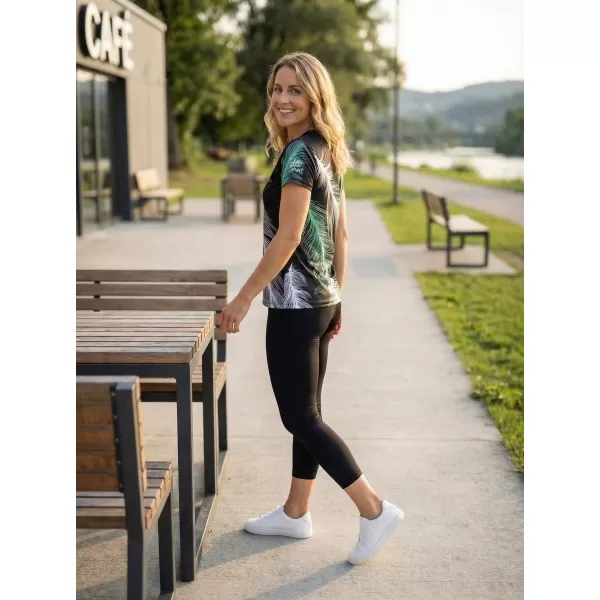  Dámské funkční triko premium ALTISPORT VOJ/ALW001TR01 ČERNÁ/TYRKYSOVÁ 