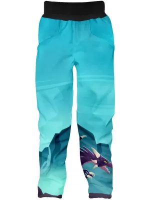 Dětské softshellové kalhoty WAMU DRAGON FANTASY MODRÁ