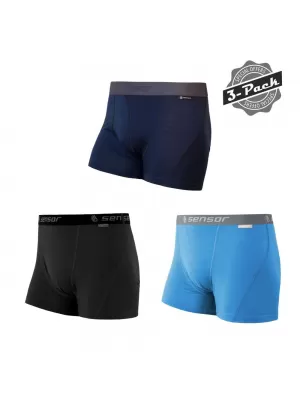 Pánské boxerky SENSOR MERINO ACTIVE 3-PACK BLACK/BLUE/DEEP BLUE