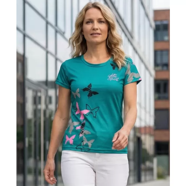  Dámské funkční triko premium ALTISPORT VOJ/ALW002TR01 EMERALD/SVĚTLE RŮŽOVÁ 