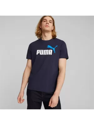 Pánské triko PUMA ESS+ 2 COL LOGO TEE 586759-07 BLUE