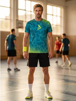 Pánské funkční triko premium ALTISPORT VOJ/ALM005TR01 PETROLEJOVÁ/ŽLUTÁ