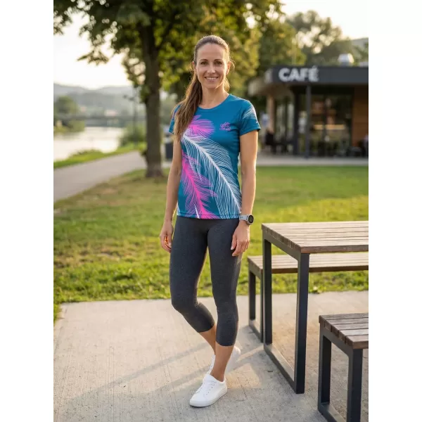  Dámské funkční triko premium ALTISPORT VOJ/ALW001TR01 PETROLEJOVÁ/RŮŽOVÁ 