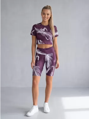 Dámské legíny nad kolena premium ALTISPORT VOJ/ALW001LEG02 FIALOVÁ/BÍLÁ