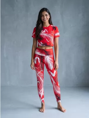 Dámské dlouhé legíny premium ALTISPORT VOJ/ALW001LEG01 ČERVENÁ