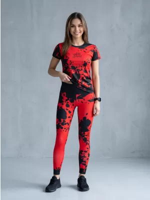 Dámské dlouhé legíny premium ALTISPORT VOJ/ALW012LEG01 ČERNÁ/ČERVENÁ