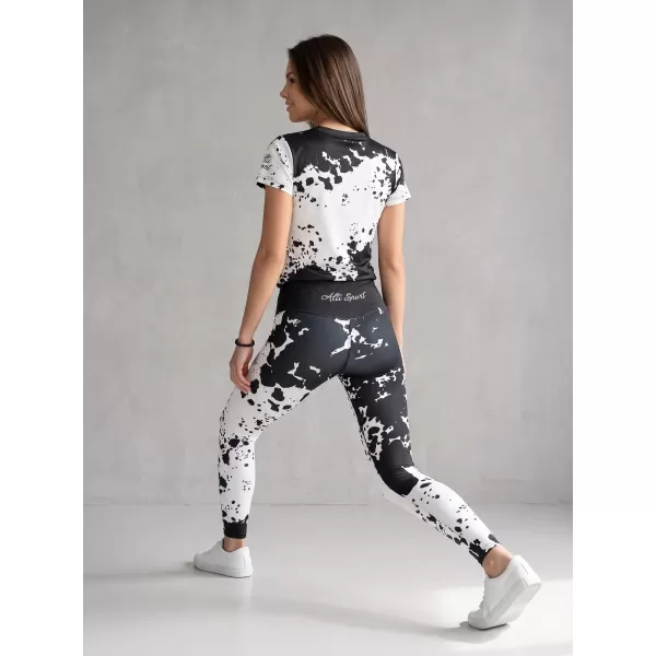  Dámské dlouhé legíny premium ALTISPORT VOJ/ALW012LEG01 ČERNÁ/BÍLÁ 