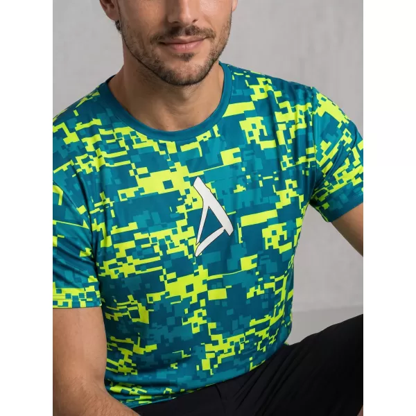  Pánské funkční triko premium plus ALTISPORT VOJ/ALM011TR02 PETROLEJOVÁ/NEON ŽLUTÁ 