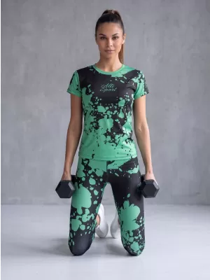 Dámské dlouhé legíny premium ALTISPORT VOJ/ALW012LEG01 ČERNÁ/TYRKYSOVÁ