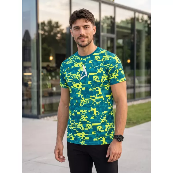  Pánské funkční triko premium plus ALTISPORT VOJ/ALM011TR02 PETROLEJOVÁ/NEON ŽLUTÁ 