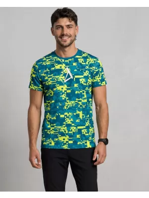 Pánské funkční triko premium plus ALTISPORT VOJ/ALM011TR02 PETROLEJOVÁ/NEON ŽLUTÁ