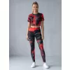 Dámské dlouhé legíny premium ALTISPORT VOJ/ALW010LEG01 ČERNOČERVENÁ