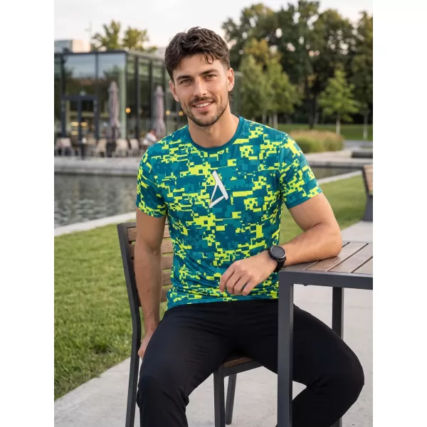  Pánské funkční triko premium plus ALTISPORT VOJ/ALM011TR02 PETROLEJOVÁ/NEON ŽLUTÁ 