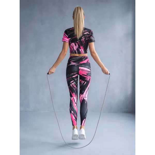  Dámské dlouhé legíny premium ALTISPORT VOJ/ALW010LEG01 ČERNÁ/SVĚTLE RŮŽOVÁ 
