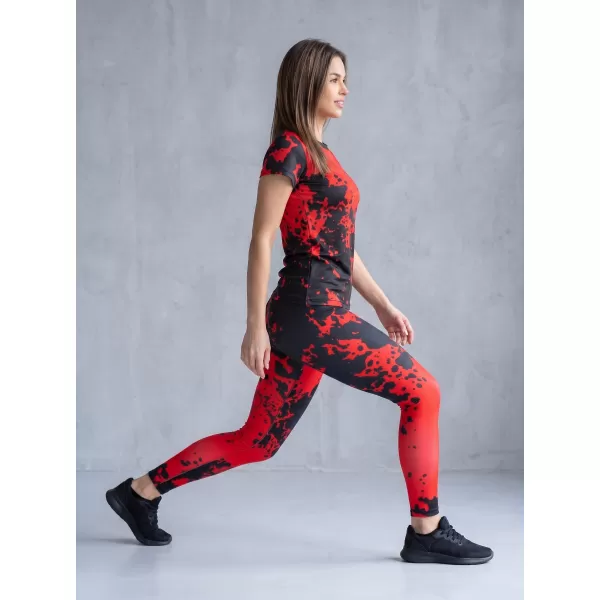  Dámské dlouhé legíny premium ALTISPORT VOJ/ALW012LEG01 ČERNÁ/ČERVENÁ 