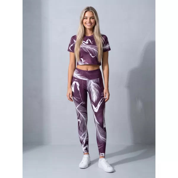  Dámské dlouhé legíny premium ALTISPORT VOJ/ALW001LEG01 FIALOVÁ/BÍLÁ 