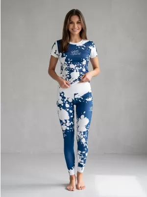 Dámské dlouhé legíny premium ALTISPORT VOJ/ALW012LEG01 BÍLÁ/MODRÁ