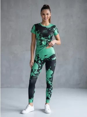 Dámské dlouhé legíny premium ALTISPORT VOJ/ALW012LEG01 ČERNÁ/TYRKYSOVÁ