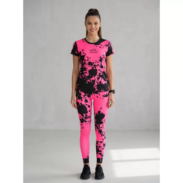  Dámské dlouhé legíny premium ALTISPORT VOJ/ALW012LEG01 ČERNÁ/RŮŽOVÁ FLUO 