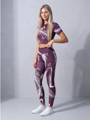 Dámské dlouhé legíny premium ALTISPORT VOJ/ALW001LEG01 FIALOVÁ/BÍLÁ