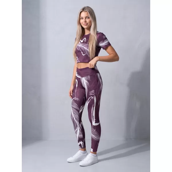  Dámské dlouhé legíny premium ALTISPORT VOJ/ALW001LEG01 FIALOVÁ/BÍLÁ 