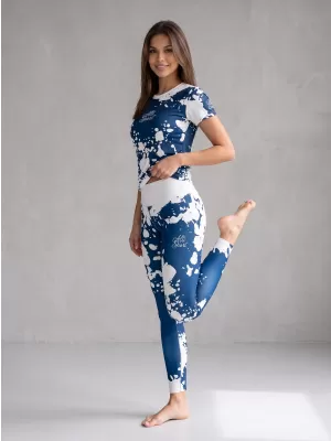 Dámské dlouhé legíny premium ALTISPORT VOJ/ALW012LEG01 BÍLÁ/MODRÁ