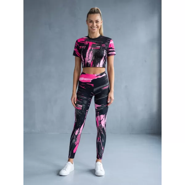  Dámské dlouhé legíny premium ALTISPORT VOJ/ALW010LEG01 ČERNÁ/SVĚTLE RŮŽOVÁ 