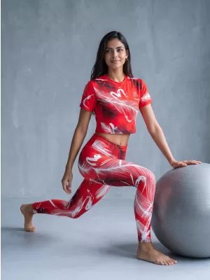 Dámské dlouhé legíny premium ALTISPORT VOJ/ALW001LEG01 ČERVENÁ