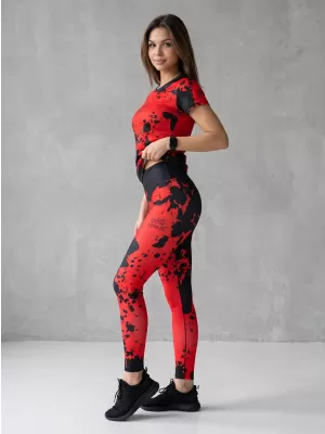 Dámské dlouhé legíny premium ALTISPORT VOJ/ALW012LEG01 ČERNÁ/ČERVENÁ