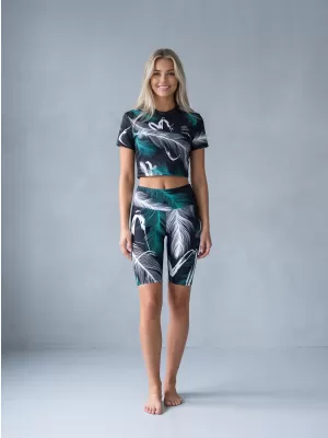 Dámské legíny nad kolena premium ALTISPORT VOJ/ALW001LEG02 ČERNÁ/TYRKYSOVÁ