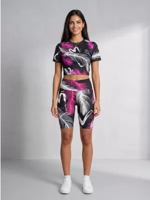 Dámské legíny nad kolena premium ALTISPORT VOJ/ALW001LEG02 ČERNÁ/RŮŽOVÁ