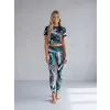 Dámské dlouhé legíny premium ALTISPORT VOJ/ALW001LEG01 ČERNÁ/TYRKYSOVÁ