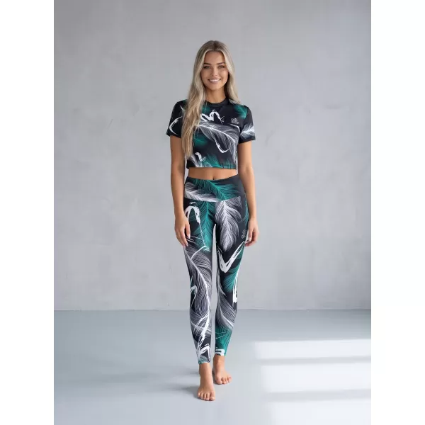  Dámské dlouhé legíny premium ALTISPORT VOJ/ALW001LEG01 ČERNÁ/TYRKYSOVÁ 
