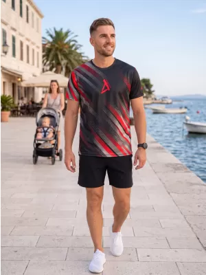 Pánské funkční tričko premium ALTISPORT VOJ/ALM028TR01 ČERNOČERVENÁ