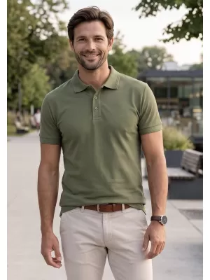 Pánské triko s límečkem ALTISPORT NoPrint NP/ALM302 KHAKI