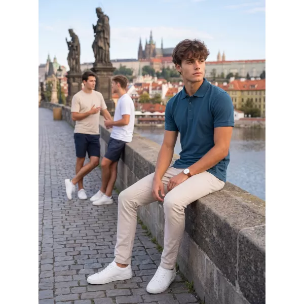  Pánské triko s límečkem ALTISPORT NoPrint NP/ALM302 NÁMOŘNÍ MODRÁ 