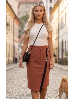 Dámská sukně KIXMI SIBILA HNĚDÁ/KRÉMOVÁ